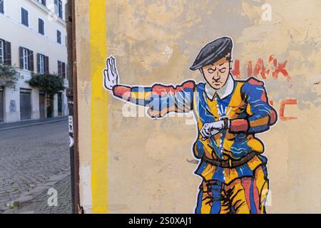 Rome, Italy. 29th Dec, 2024. Detail of the mural by Maupal entitled ''Jubilee of Hope'' in Borgo Pio in Rome (Credit Image: © Matteo Nardone/Pacific Press via ZUMA Press Wire) EDITORIAL USAGE ONLY! Not for Commercial USAGE! Stock Photo