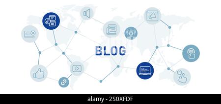 Blog concept icon website header information news journal update content article writing post in internet for content engagement Stock Vector