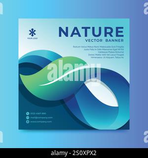 Nature Environmental Banner or poster with waving leaves vector design Stock Vector