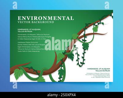 Environmental Nature Background with bush, tree and leaves illustration Stock Vector