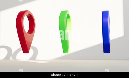 Color geotags in the empty room 3d render Stock Photo