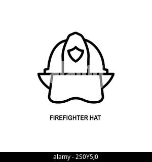 Thin line firefighter hat icon isolated on white background Stock Vector