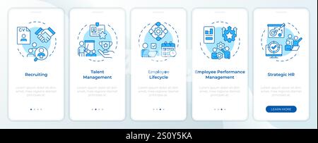 HR process blue onboarding mobile app screen Stock Vector