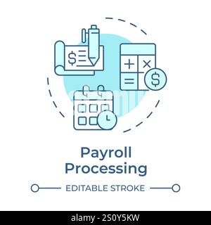 Payroll processing soft blue concept icon Stock Vector