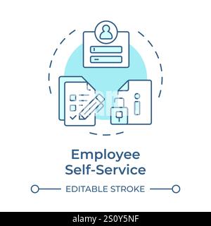 Employee self service soft blue concept icon Stock Vector