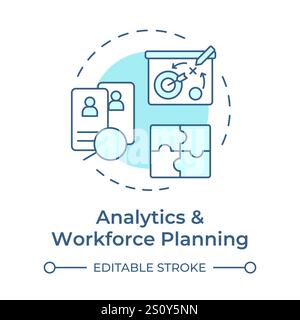 Analytics and workforce planning soft blue concept icon Stock Vector