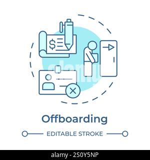 Offboarding soft blue concept icon Stock Vector