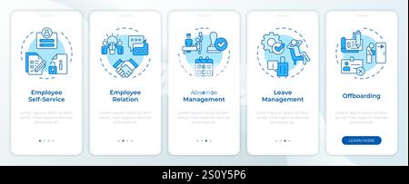 Operational HR blue onboarding mobile app screen Stock Vector