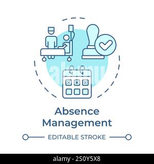 Absence management soft blue concept icon Stock Vector