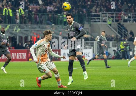 Milan december 29 2024, theo hernandez ac milan during serie A match Ac Milan vs As Roma - Milan december 29 2024 Credit: Kines Milano/Alamy Live News Stock Photo