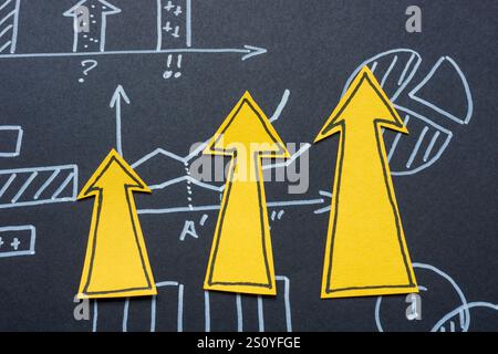 Growing chart and financial diagrams. Economic growth and financial analysis. Stock Photo