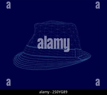 Hat is shown in a blue color. The hat is made of lines and dots. The hat is not a real hat but a digital image Stock Vector