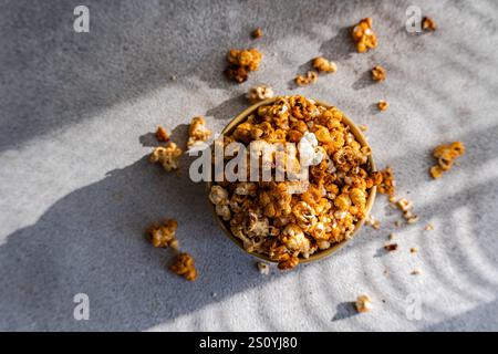 Sweet caramel popcorn in the bowl Stock Photo