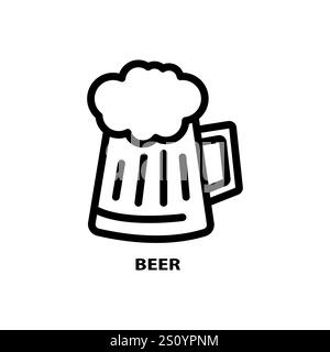 Beer thin line icon on white background Stock Vector