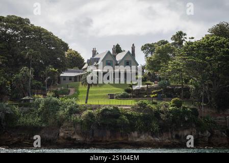 Kirribilli House, the secondary official residence of the prime minister of Australia. Located in the Northern Sydney suburb of Kirribilli, Sydney, NS Stock Photo