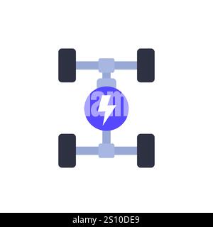 Electric car chassis icon, EV platform, vector Stock Vector