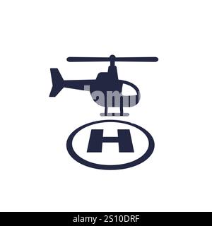 helipad icon, landing area for helicopters Stock Vector
