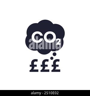 carbon emissions cost, co2 price in pounds icon Stock Vector