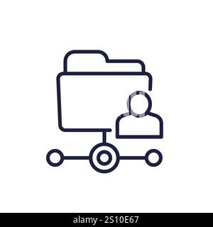user directory line icon with a folder Stock Vector