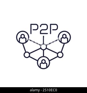 p2p icon, peer-to-peer line vector Stock Vector