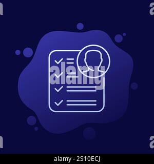 job qualification icon, man and checklist vector Stock Vector