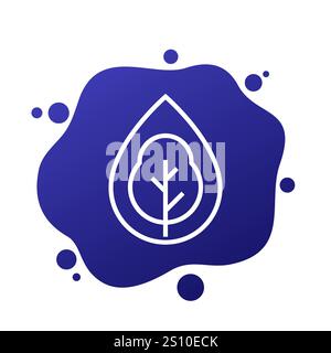 tree and water drop icon in line style Stock Vector