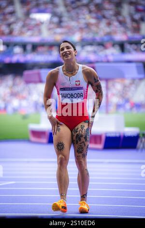 Ewa Swoboda participating in the 100 meters at the Paris 2024 Olympic