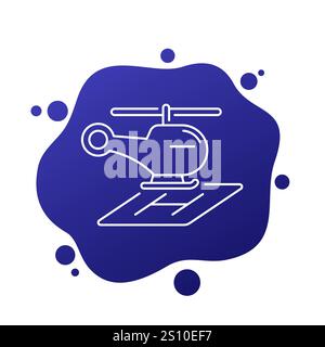 helipad and helicopter line icon Stock Vector