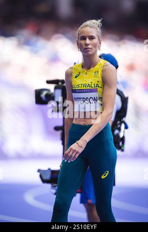 Eleanor Patterson participating in the high jump at the Paris 2024 Olympic Games. Stock Photo