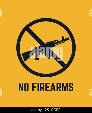 no guns sign with automatic rifle, no firearms Stock Vector