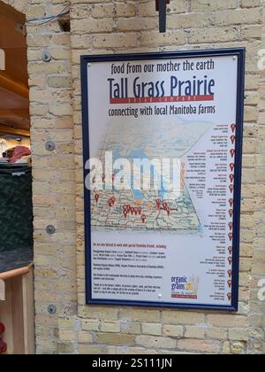 Tall Grass Prairie sign inside The Forks in downtown Winnipeg, Manitoba, Canada Stock Photo