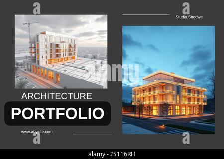 Flat design colored portfolio template Stock Vector