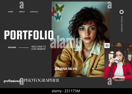 Flat design colored portfolio template Stock Vector