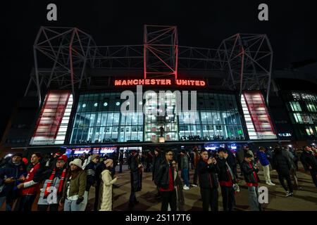 A general exterior view of Old Trafford, Home of Manchester United, ahead of the Premier League match Manchester United vs Newcastle United at Old Trafford, Manchester, United Kingdom, 30th December 2024  (Photo by Craig Thomas/News Images) Stock Photo