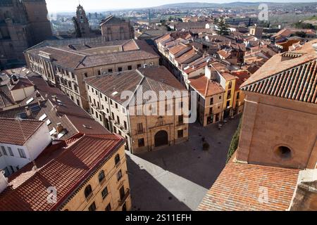 Salamanca, Spain - 7 January 2021: Aerial view of San Isidro Square in sunny winter day. Stock Photo