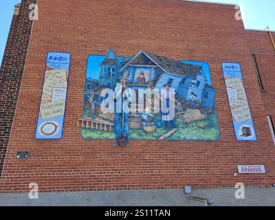 Rising From the Ruins mural from the Regina tornado on June 30, 1912 in Regina, Saskatchewan, Canada Stock Photo