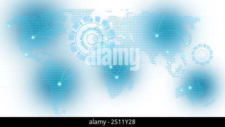 World map with dots on continents, concept of cargo transportation around the world on isolated background Stock Photo