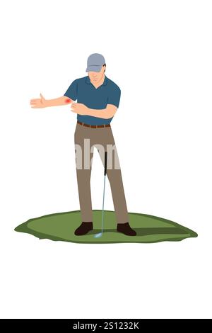 A vector illustration of a Golfer Having Elbow Injury Stock Vector