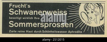 1963 German Frucht Schwanenweis anti-freckles skin product ad Stock Photo