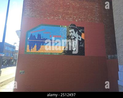 Portrait of Raymond Levesque in Hochelaga neighborhood in Montreal, Quebec, Canada Stock Photo