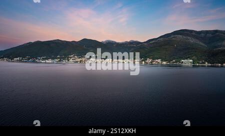 Dawn on the Bay of Kotor, Montenegro Stock Photo