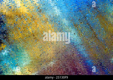bright abstract background with wave patterns blue yellow and purple colors Stock Photo