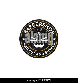 vintage logo Barbershop design template vector Stock Vector