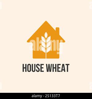 house and wheat logo design template Stock Vector