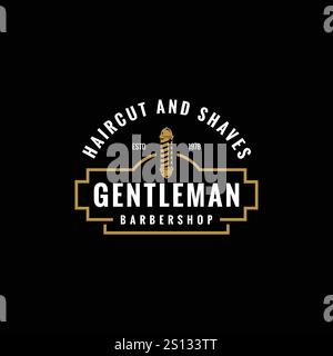 vintage logo Barbershop design template vector Stock Vector