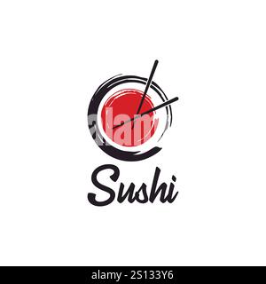 Chopsticks Swoosh Bowl Oriental Japanese Cuisine, Japanese Sushi Seafood Stock Vector