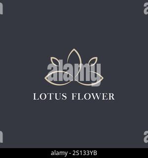 Lotus Flower Logo abstract Beauty Spa salon Cosmetics brand Linear. Looped Leaf Logotype vector design Luxury Fashion Template. Stock Vector