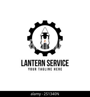Lantern and gear logo design inspiration Stock Vector