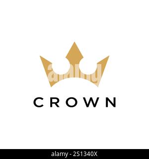 Premium style elegant gold crown logo symbol. Royal company icon. Modern luxury brand element sign. Vector illustration. Stock Vector