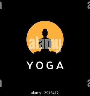 Yoga Sunset Icon Logo Design template Stock Vector